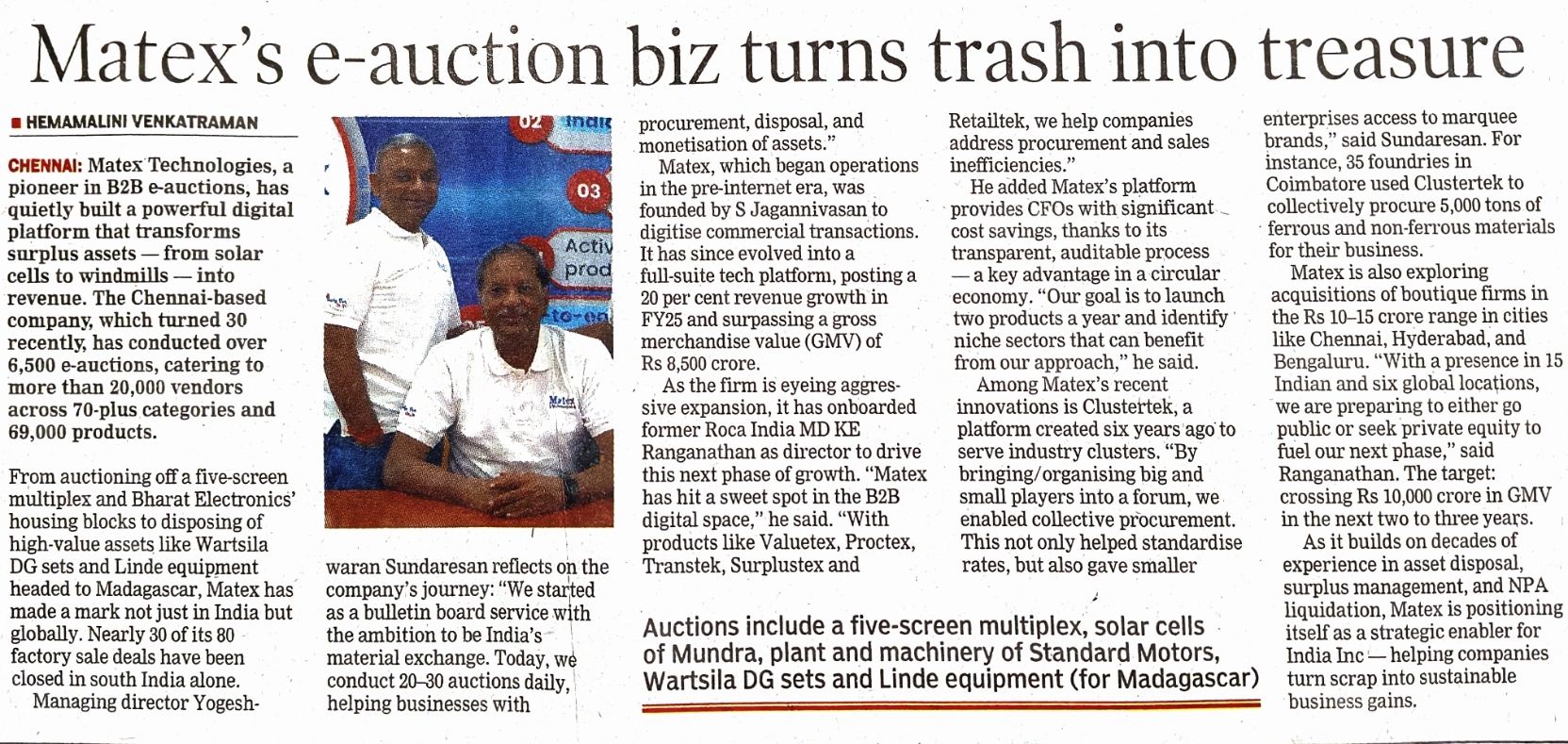Matex Technologies, a pioneer in B2B e-auctions, has quietly built a powerful digital platform that transforms surplus assets